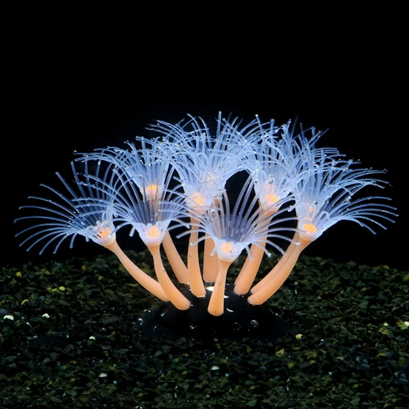 Силиконовые светящиеся искусственные коралловые аквариумные украшения для террариума, светящиеся в темноте, накладные коралловые украшения