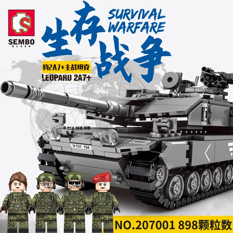 Строительные блоки военной серии SEMBO BLOCK, собранная модель танка-истребителя, украшения, детские развивающие игрушки, подарок на день рождения