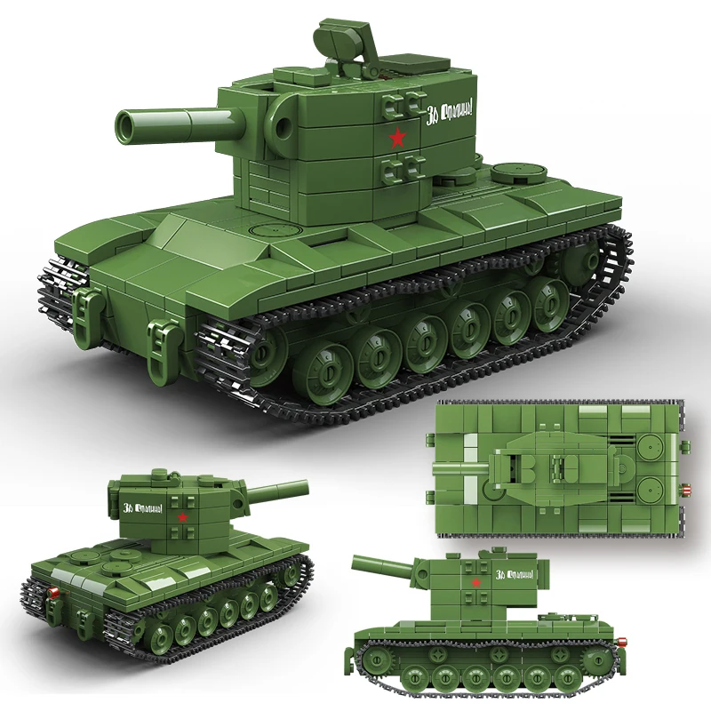 Военный тяжелый танк КВ-2 Второй мировой войны, классическая боевая машина для солдат, наборы строительных блоков, модели кукол, кирпичные детские игрушки в подарок