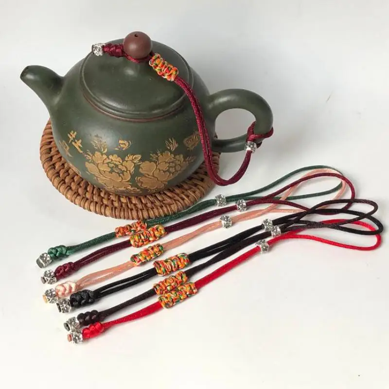 Крышка чайника с защитой от падения, завязанная веревкой, аксессуары для чайного сервиза ручной работы, фиолетовый песок